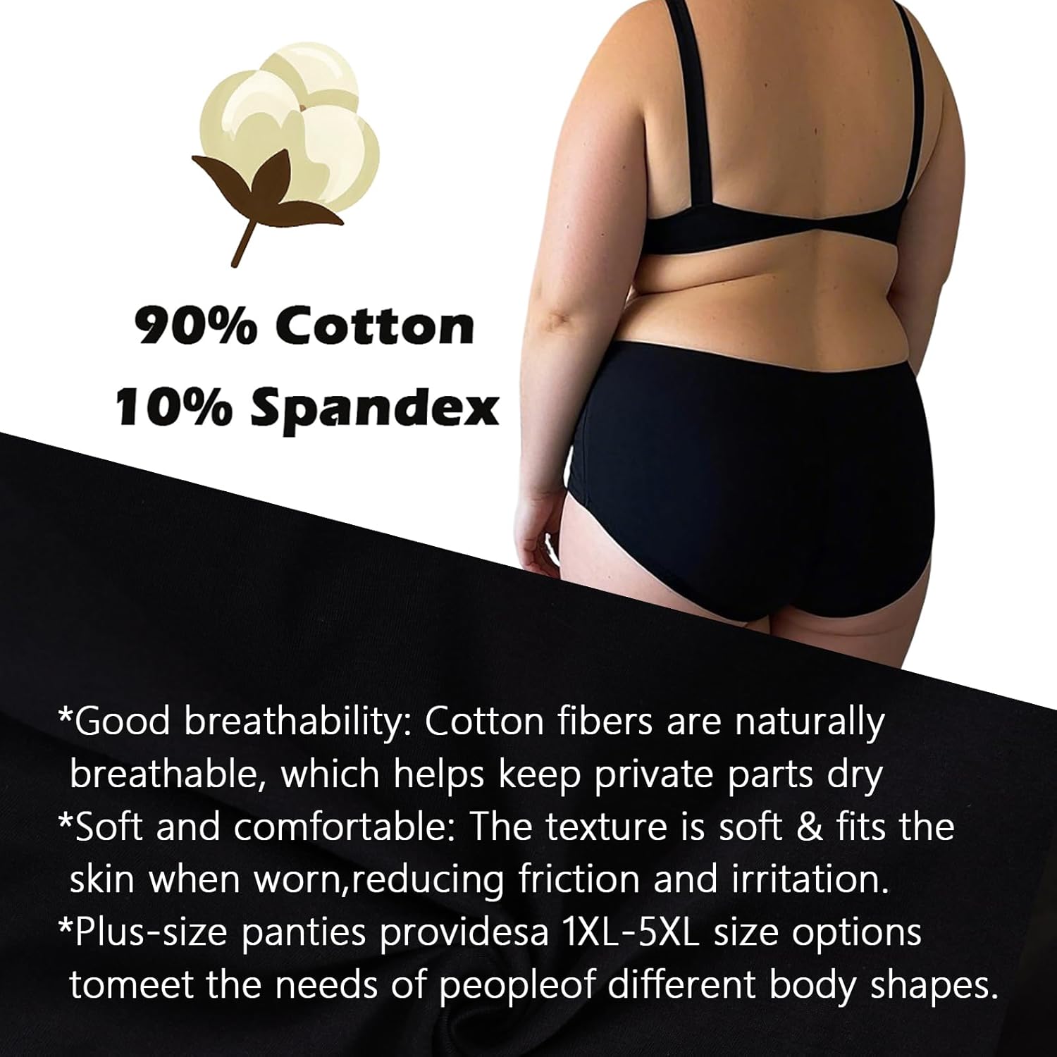 Women's Cotton Plus Size Underwear Ladies Panties Briefs XL-5XL 6 Pack Ladies Underwear - Image 6