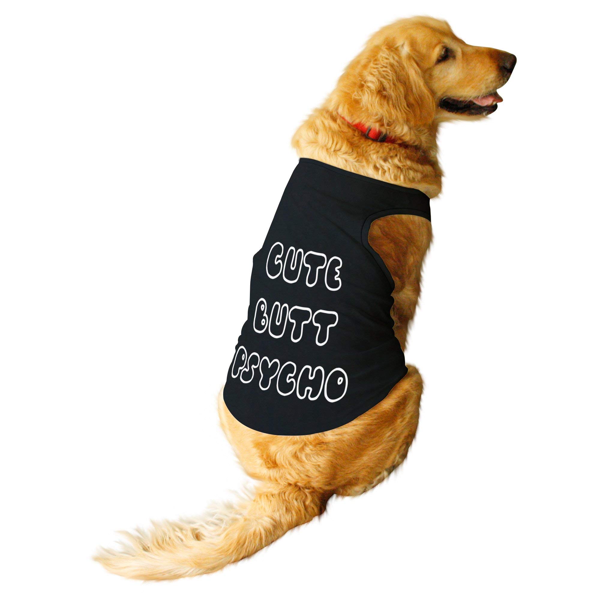 Ruse. Pet Cute Butt Psycho Round Neck Sleeveless Vest Tank T-Shirt/Tees for Dog Clothes Summer Apparel./X-Large (Full Grown Retrievers, Labs etc.) / Black (B07QHRVRGS) Amazon Price History, Amazon Price Tracker