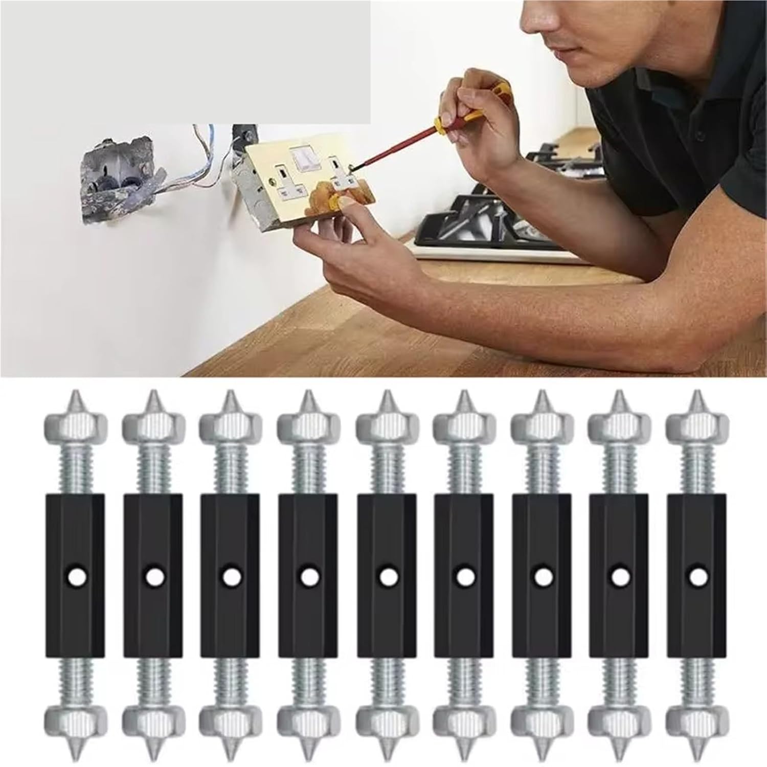 40pcs Wall Switch Socket Cassette Repairer Adjustable Screws Support Rod with Wrench 86/118 Type Electrical Accessories(Type 86)