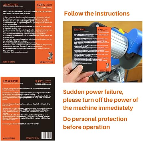 Miniatura 6 de Afilador de motosierra muela, abrasivo de carburo de silicio verde。Para afiladores universales de cadena de sierra. Afilado de dientes de cadena de