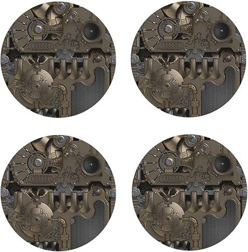 Miniatura 2 de Juego de 4 posavasos de cuero, posavasos personalizados para mesa de café, posavasos mecánicos, posavasos fáciles de limpiar para bebidas, tazas de