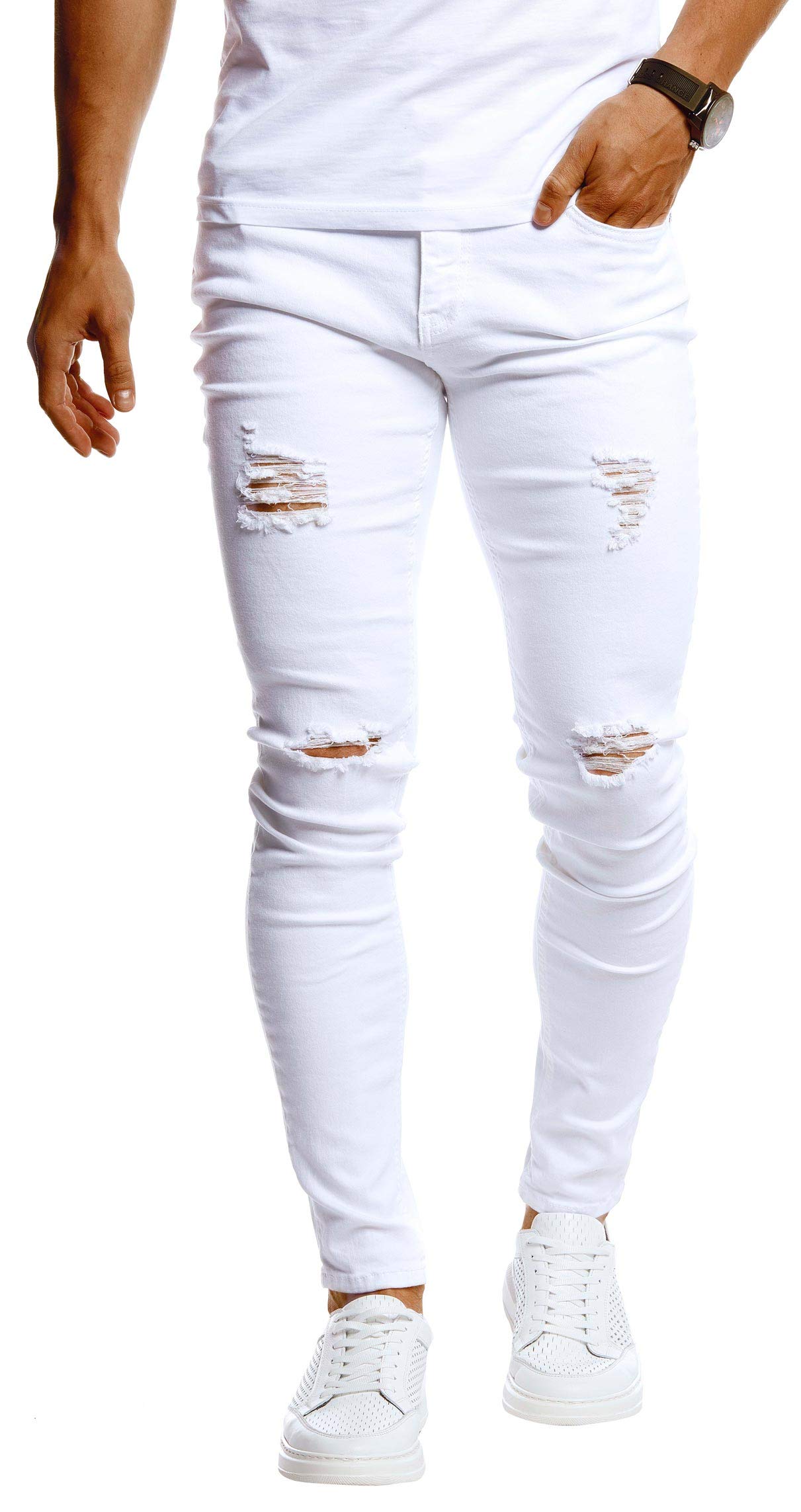 Leif Nelson Herren Jeans Hose Slim Fit Denim Blaue graue Lange Jeanshose für Männer Coole Jungen weiße Stretch Freizeithose Schwarze Cargo Chino Sommer Winter Basic LN9150