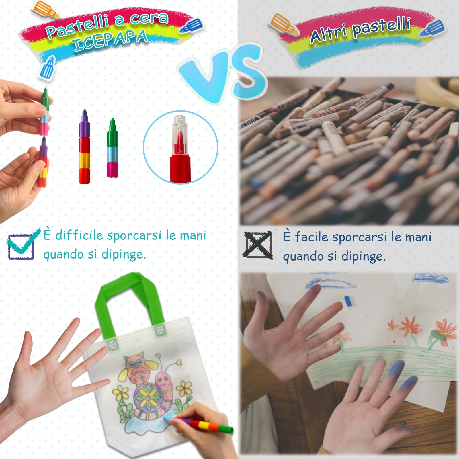 Trukafie Kit Compleanno Bambini: 10 Sacche In Tessuto Da Colorare + 12 Pastelli Acquerellabili, Attività Creativa Fai Da Te Per Festa E Scuola - 5
