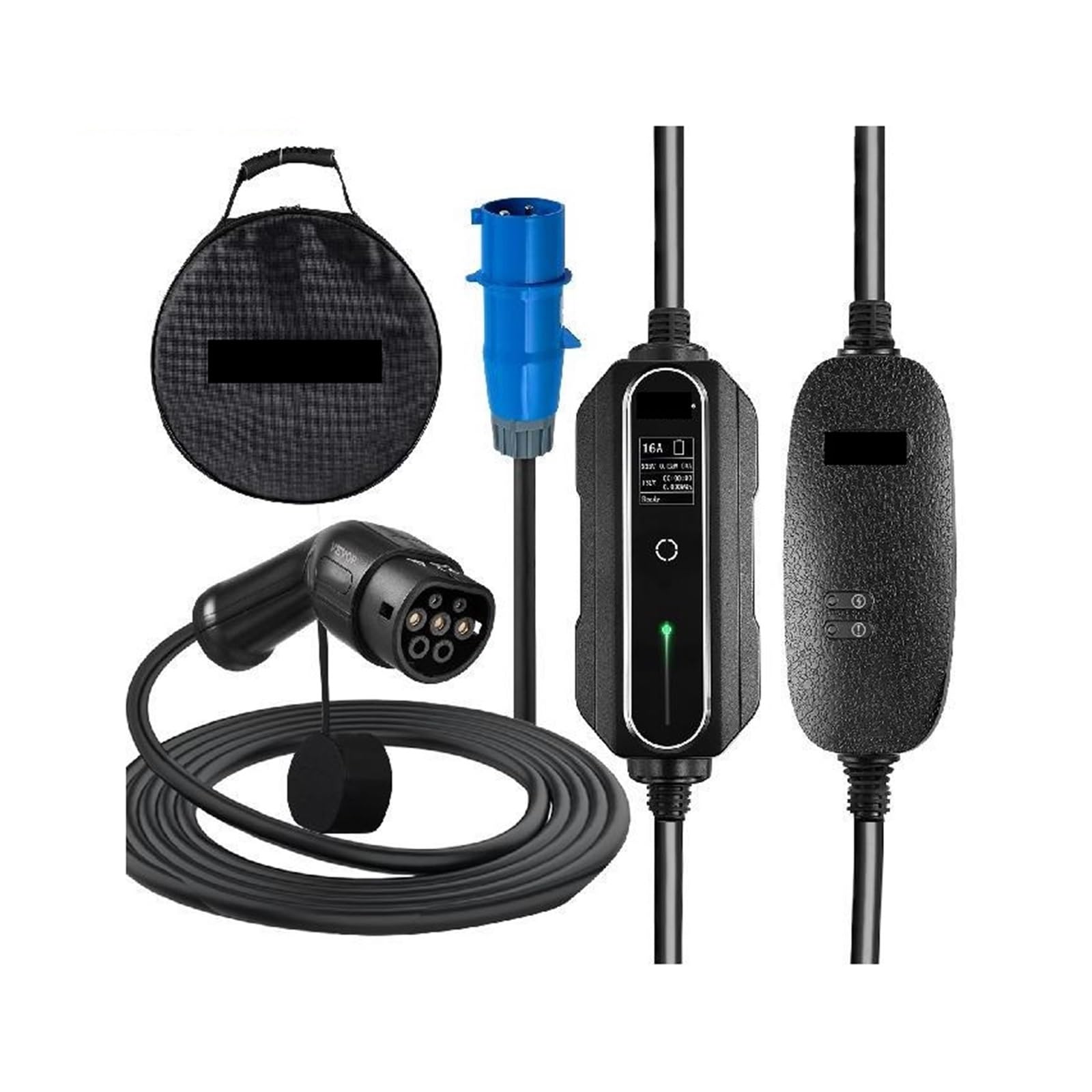 Chargeur EV Portable Type 2 10A 13A 16A 32A Affichage numérique 3 broches/2 broches/3 broches for charger les voitures électriques Assurer la Stabilité(16A CEE 3 Pin)