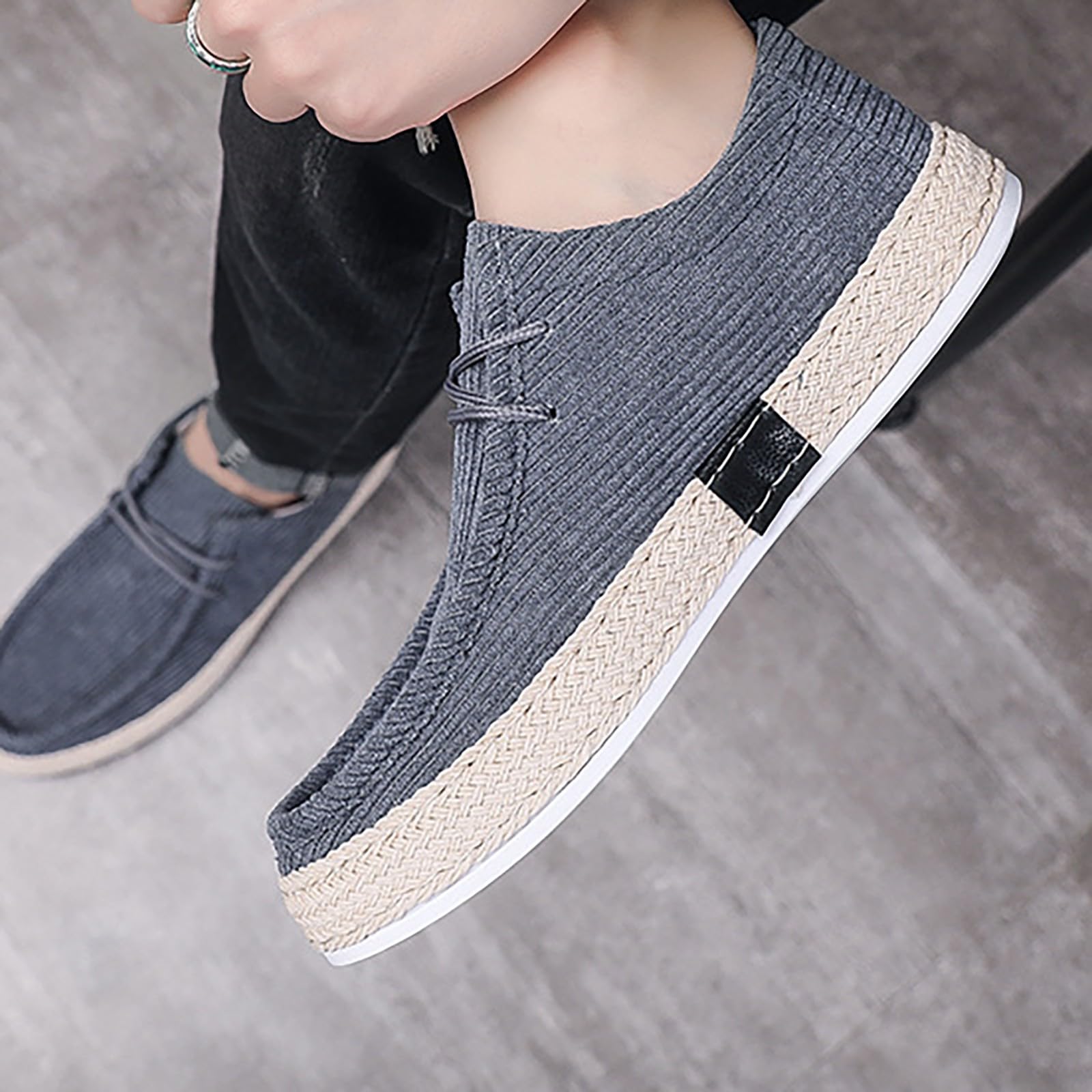 generisch Espadrillas da uomo in velluto a coste, casual, slip-on, scarpe per il tempo libero, scarpe in lino, mocassini piatti, comode, leggere, comode, traspiranti, scarpe da ginnastica antiscivolo