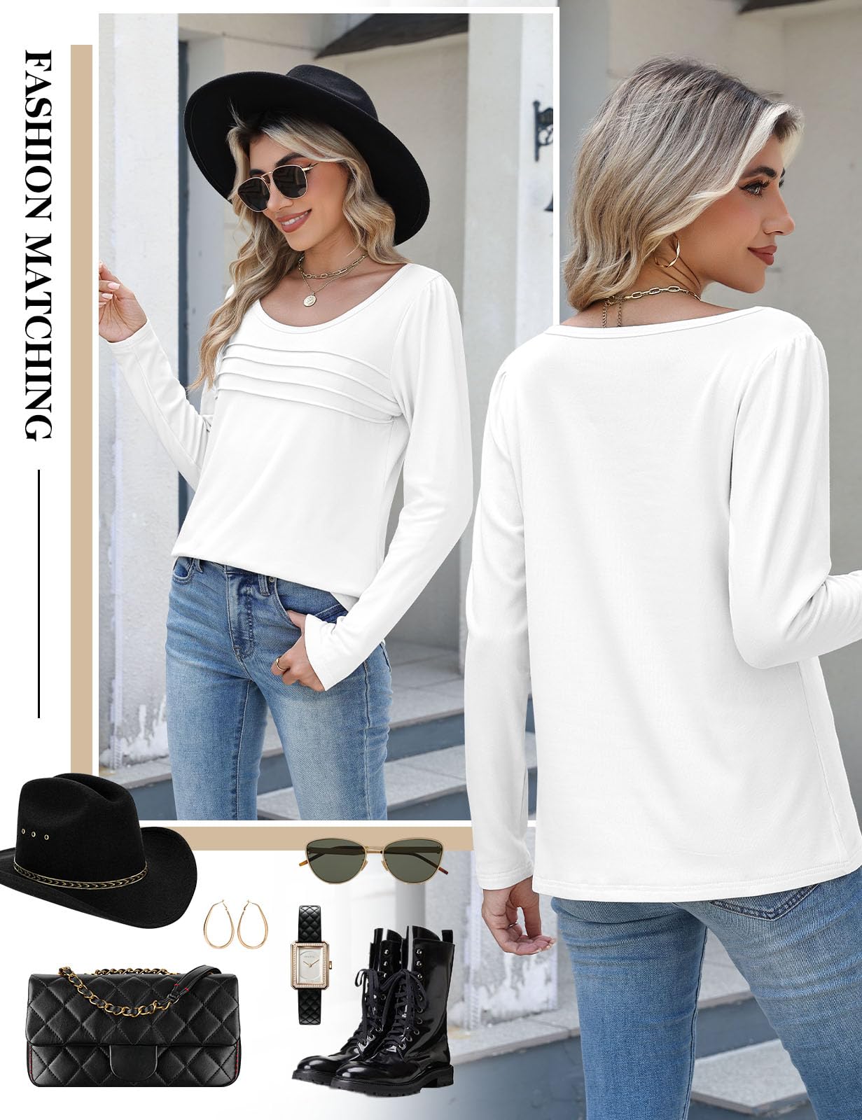CMTOP Maglia Donna Manica Lunga Maglietta Termica Foderati in Pile Maglietta Girocollo a Maniche Lunghe Top Elegante a Pieghe Camicia Casual Autunno Invernali