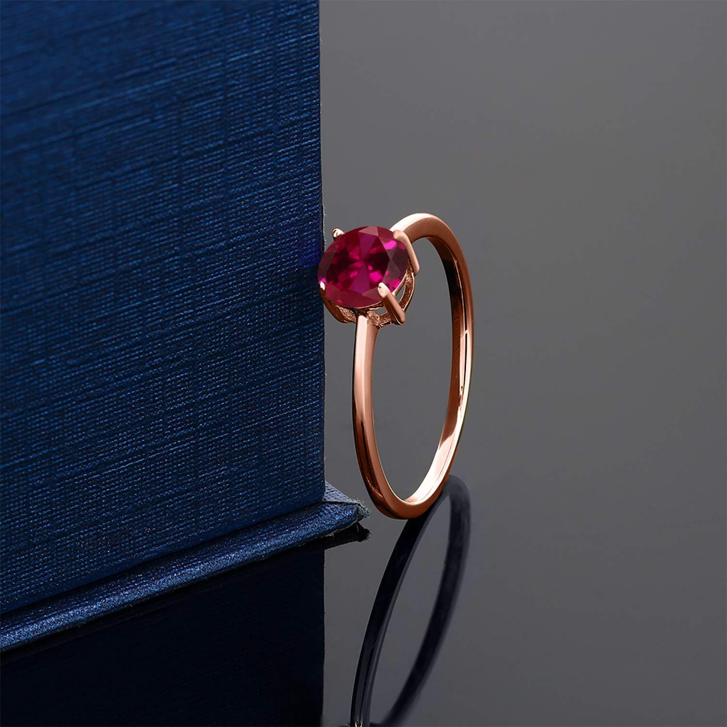 Gem Stone King 10K Rose Gold Gemstone Birthstone Solitaire Engagement Ring | Round 6MM | Wedding Anniversary Promise Ring For Women | Available in Size 5,6,7,8,9