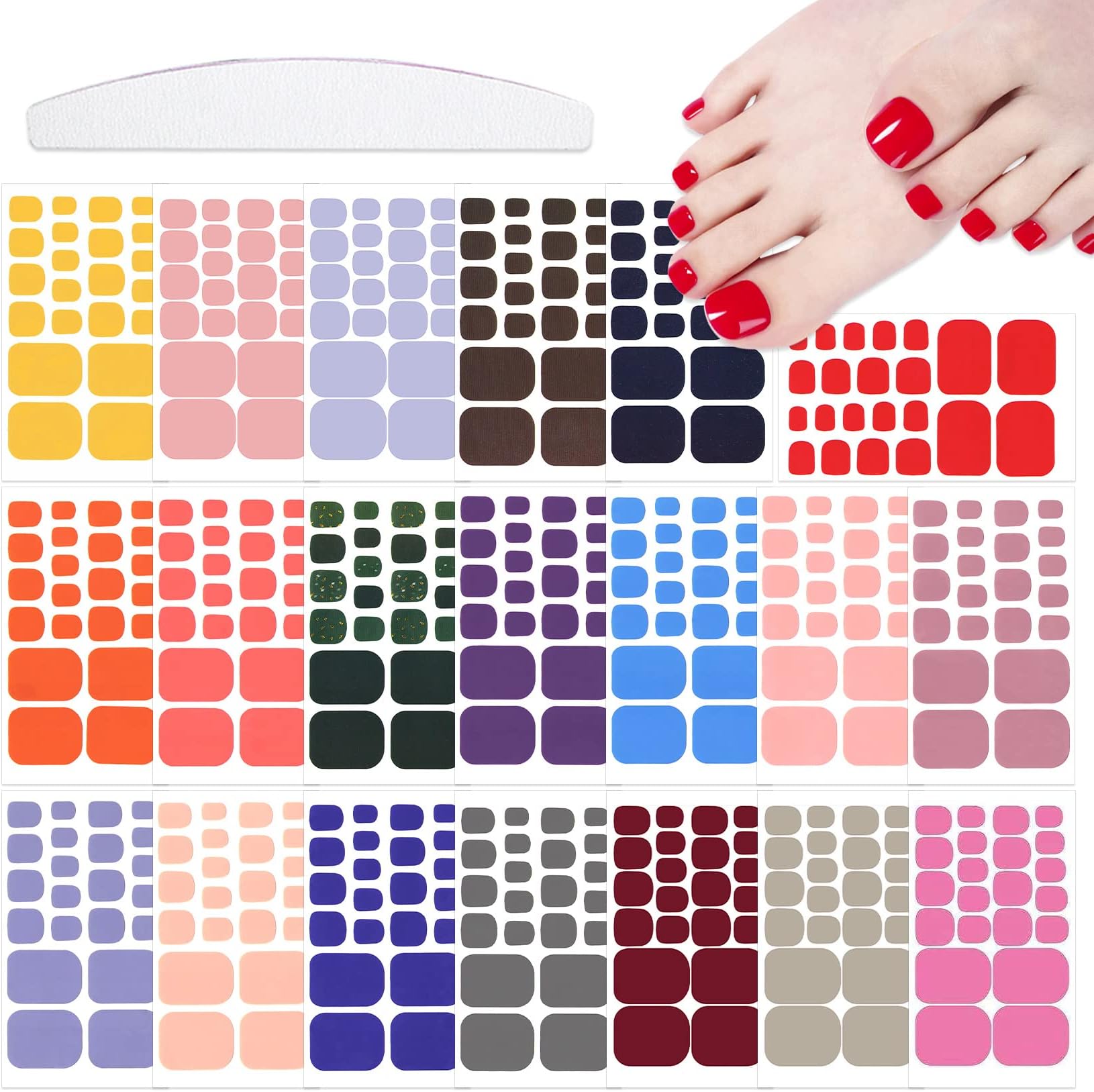 YECIRALA 20 Sheets 440 Pcs Toenail Stickers for Women Nail