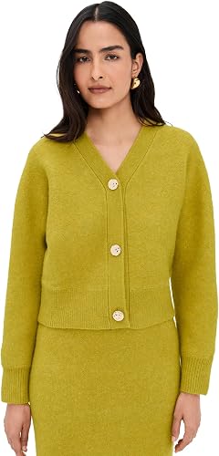 LE BOP Women's INES Knit Cardigan, Chartreuse, S