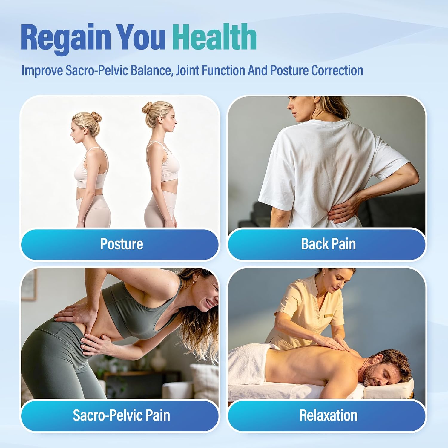 Pelvic Sacral SOT Blocks 2pcs Non Slip Chiropractic Wedges for Hips | SOT Blocks Chiropractic, Sacral & Pelvic Support, Dejarnette Style Chiropractor Wedge Blocks, High Density, Physical Therapy