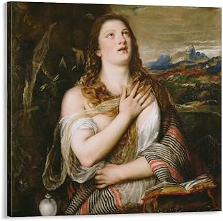 Titian - Repentant Mary Magdalene Print Photo Art Painting Canvas Poster Home Decorative Bedroom Modern Decor Posters Gifts 28x28inch(70x70cm)