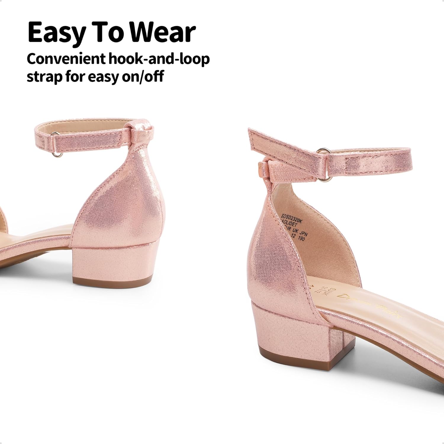 DREAM PAIRS Girls Sandals Low Heel Dress Pump Ankle Strap Flower Wedding Party Shoes for Little Kid/Big Kid - Image 3