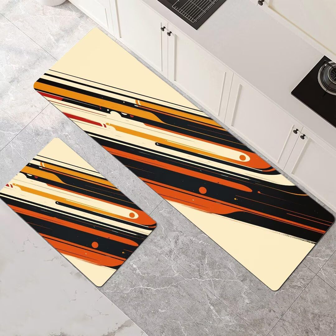 Alfombras de cocina de 2 piezas para comedor entrada y pasillo diseño geométrico moderno