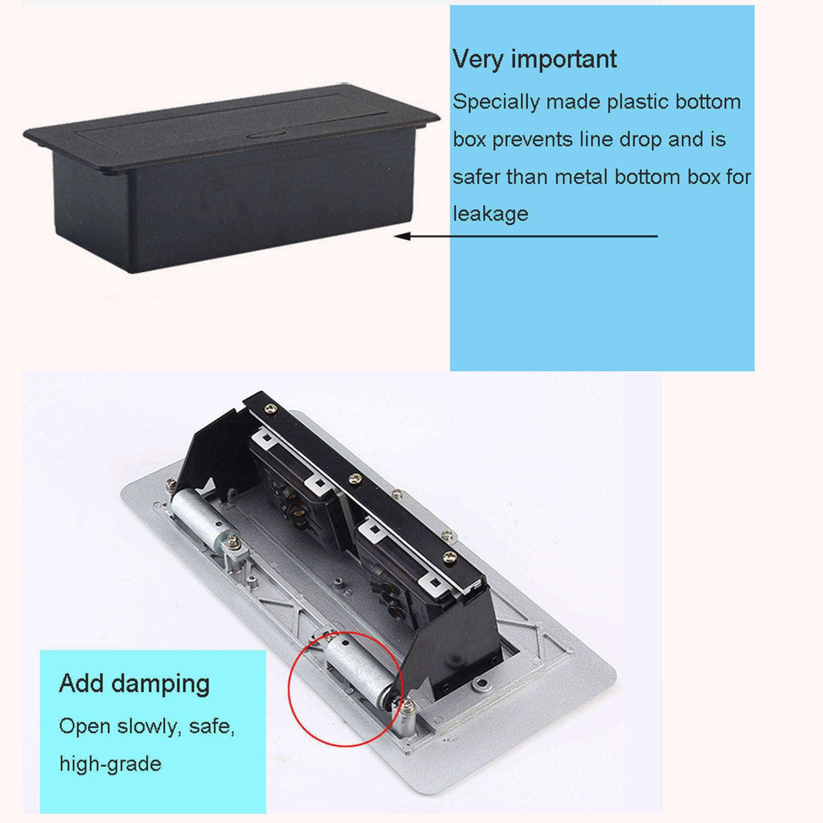 Gniazdo na biurko Embedded Conference Desktop Socket 3 Uniwersalne gniazdo Silver Slow Rise Pop-Up 2 B Port Desktop Socket,Silver
