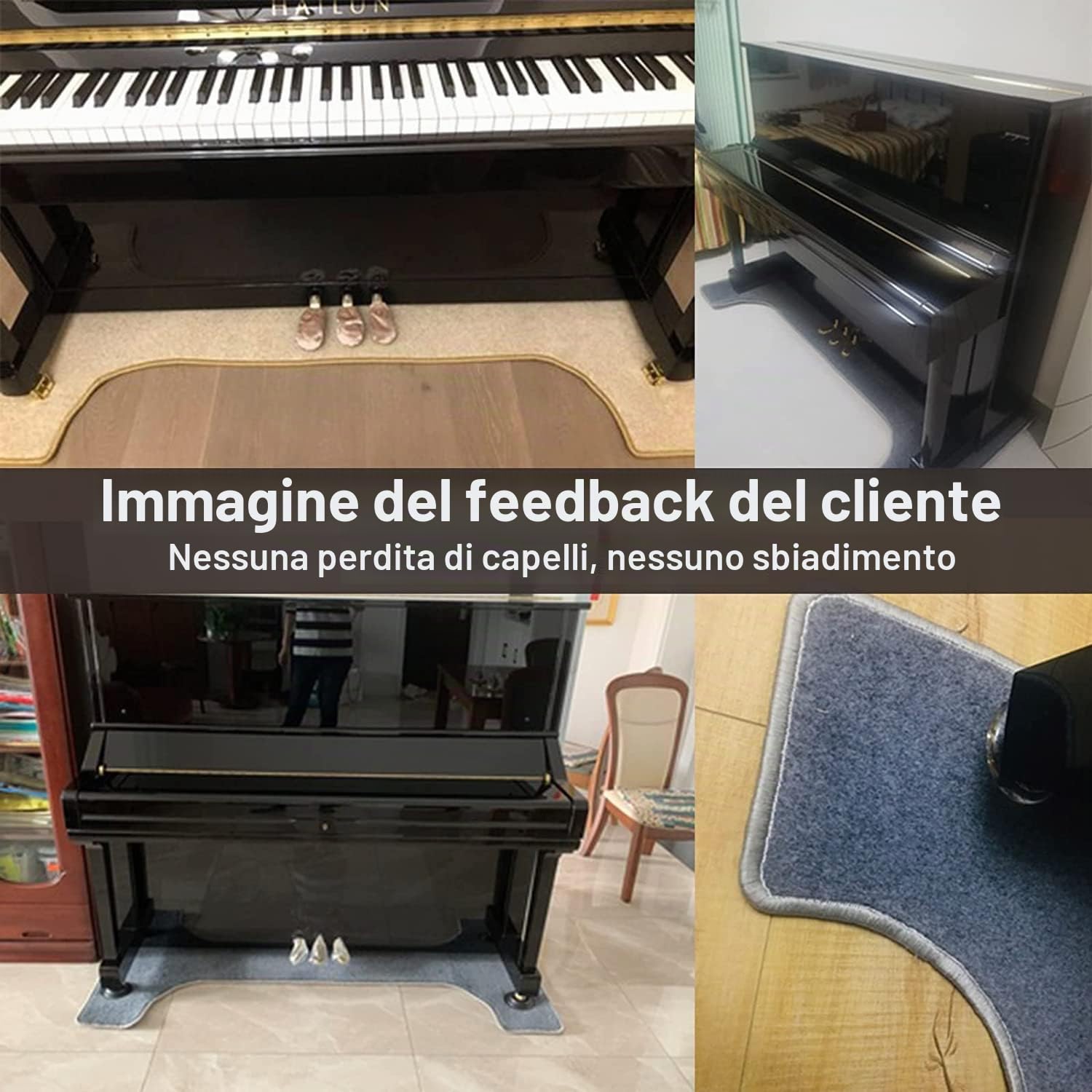 Tappetino Insonorizzato per Pianoforte, Moquette Acustica/Isolamento Acustico, Antiderapante 160x70 cm (Grigio)