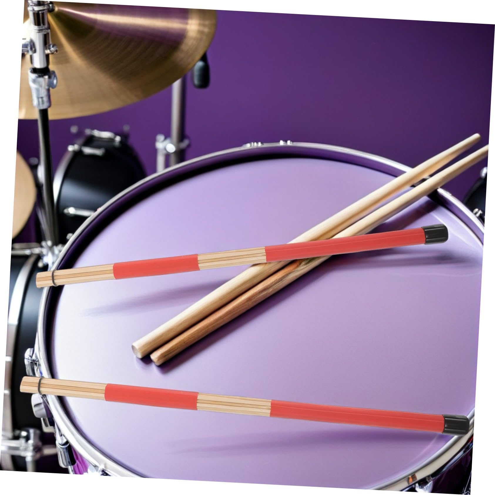 Juego de Accesorios para Batería con Funda Roja Antideslizante, Baquetas de Madera y Escobillas de Nylon para Adultos y Principiantes en Jazz y Blues