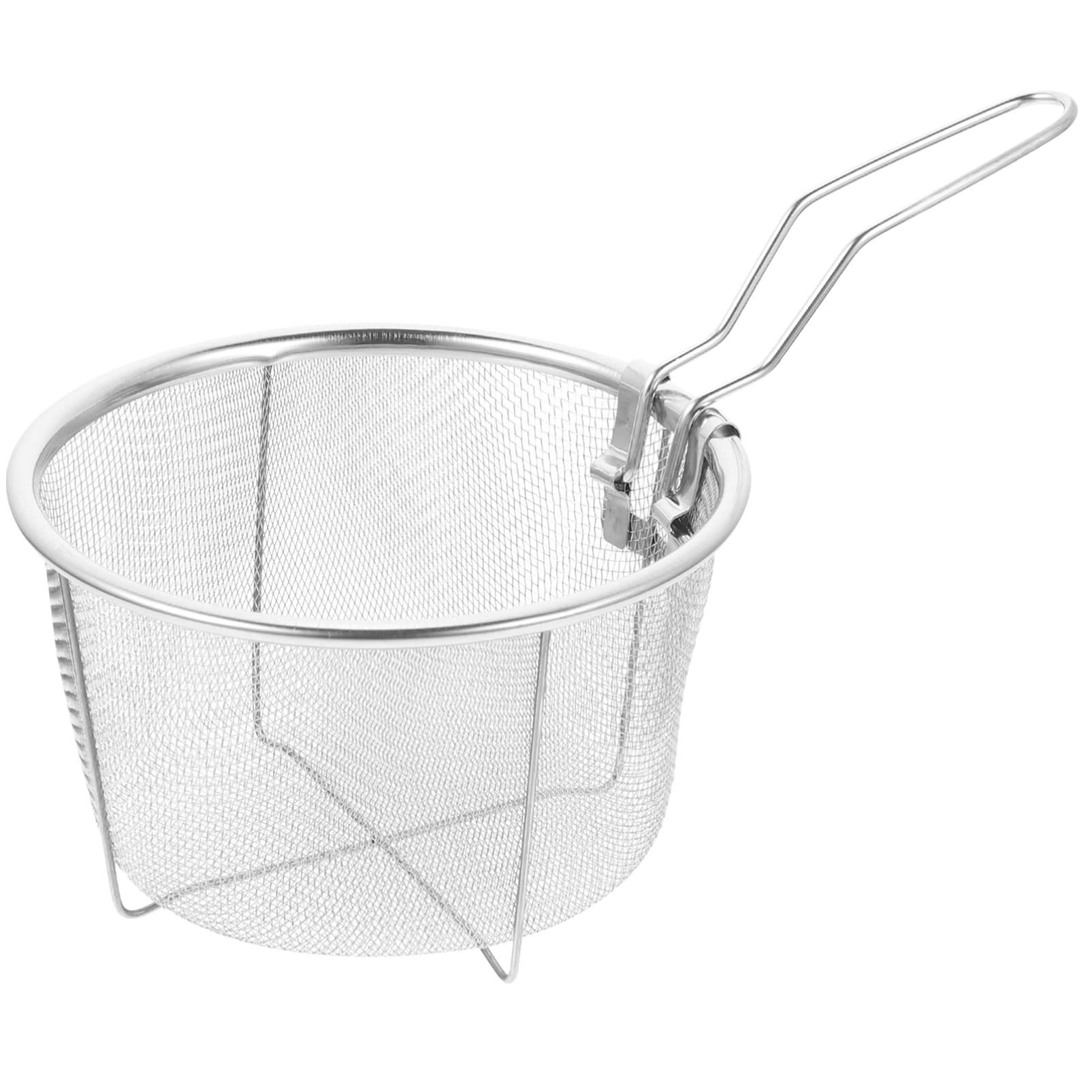Cestello per friggitrice in acciaio inox, rotondo, con manico, per patatine fritte, pasta, spaghetti e patatine fritte, supporto per friggitrice