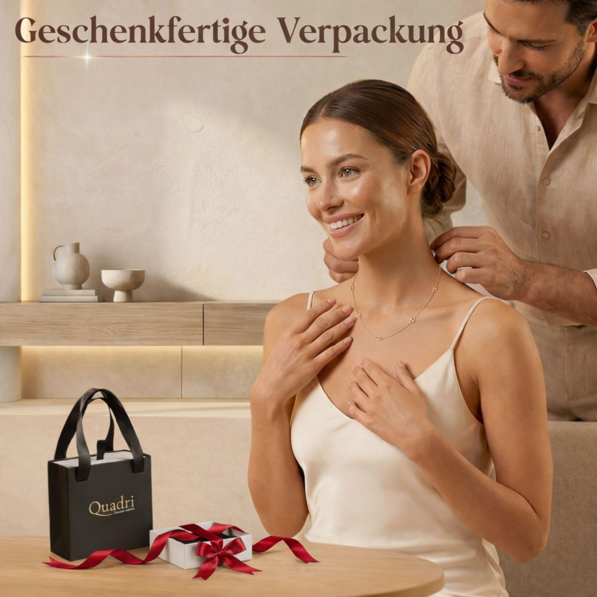 QUADRI - Halskette Damen Silber 925 - Vergoldet 18KT - Made in Italy