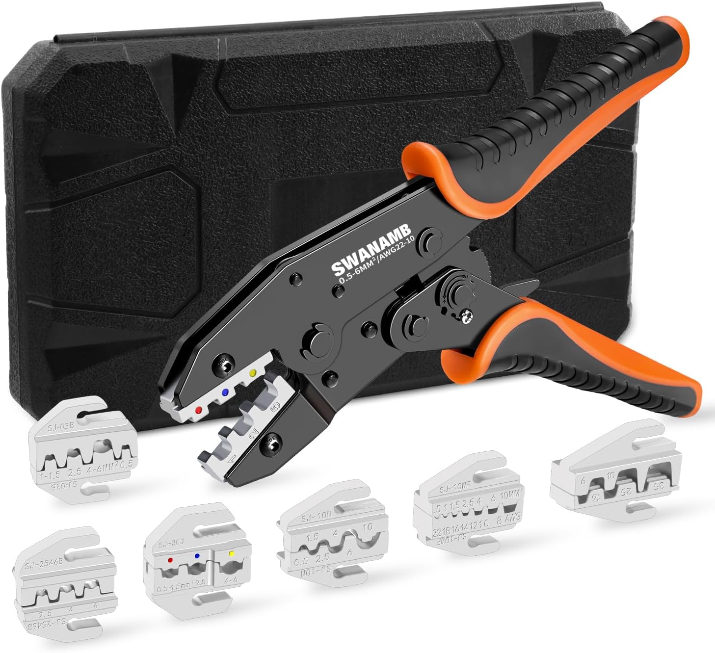 8Pcs Crimping Tool Kit for Heat Shrink Terminals, Non-Insulated, Open Barrel, Solar Conncetors, Insulated and Non-Insulated Ferrules