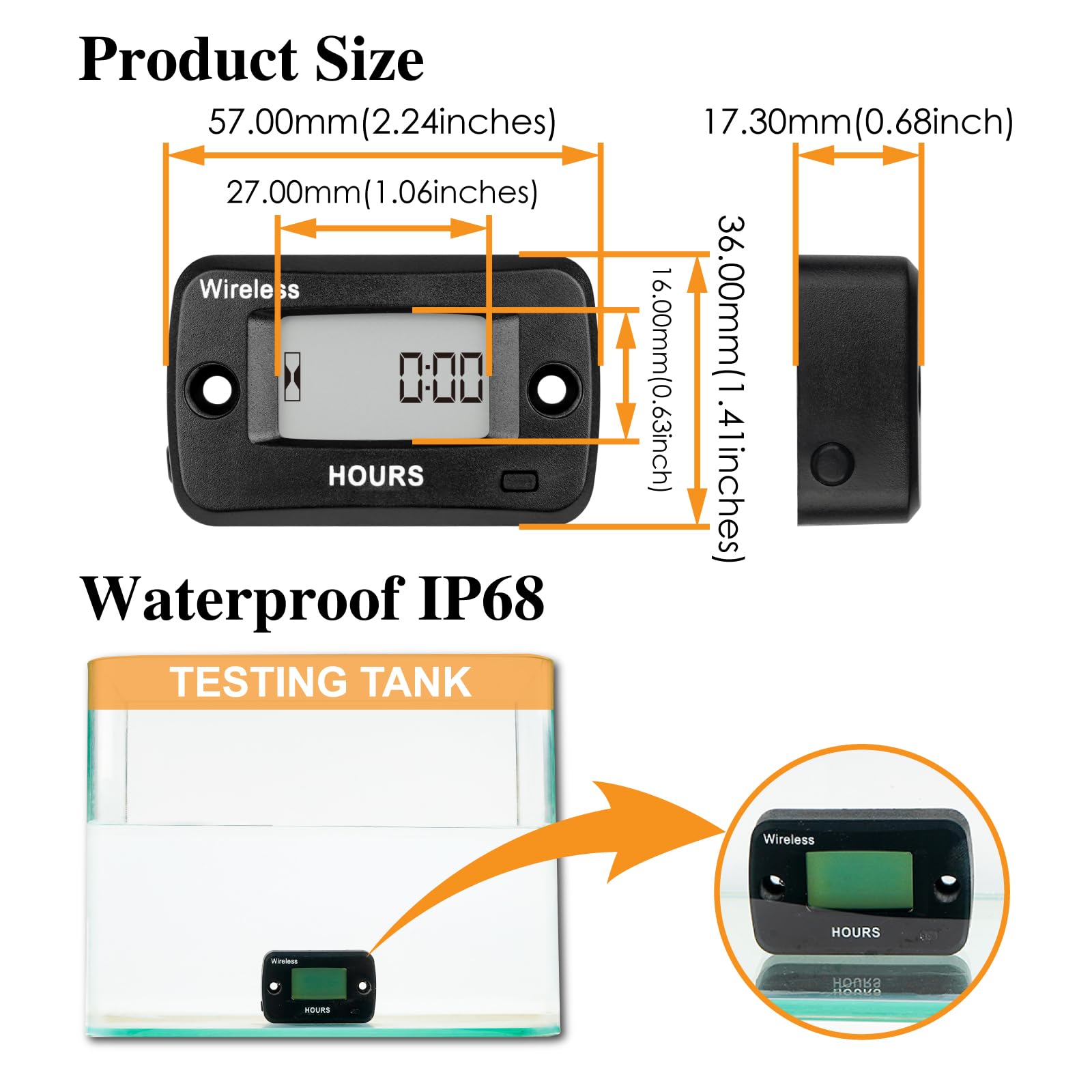 Jayron Contaore Digitale Wireless,Attivazione Vibrazioni,Promemoria di Manutenzione Programmabile, Utilizzato per il Generatore e il Motore del Tosaerba da Giardino ATV Marine che Vibrano sul Lavoro