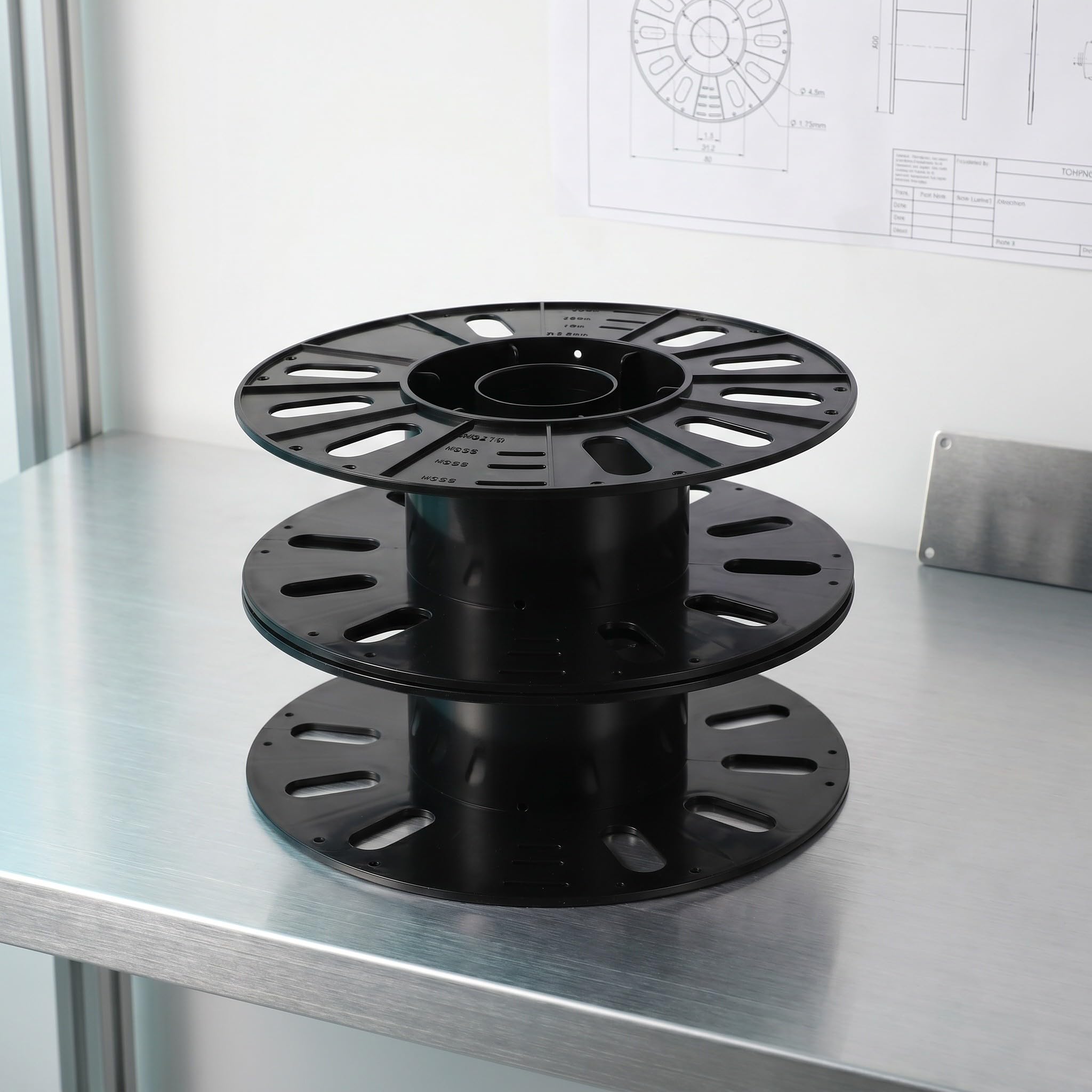 OUNONA 2 carretes de filamento reutilizables para impresión 3D, carrete dispensador de núcleo hueco negro, rodillo de repuesto de núcleo de filamento de plástico para suministros de impresoras 3D