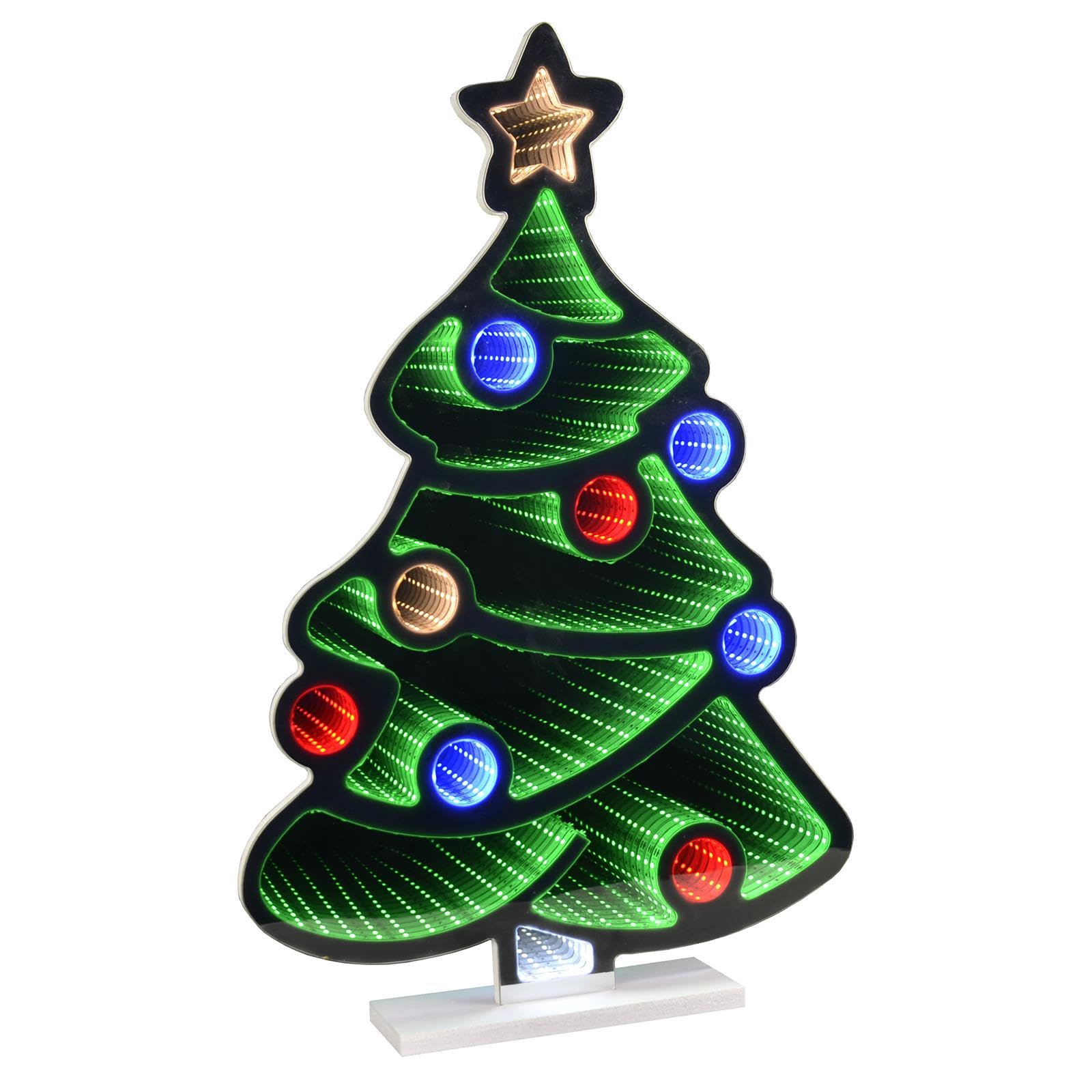 Mr Crimbo Christmas Tree 60Cm Double Sided Infinity Mirror Light Christmas Decoration Optical Illusion Multicolour - Christmas Tree
