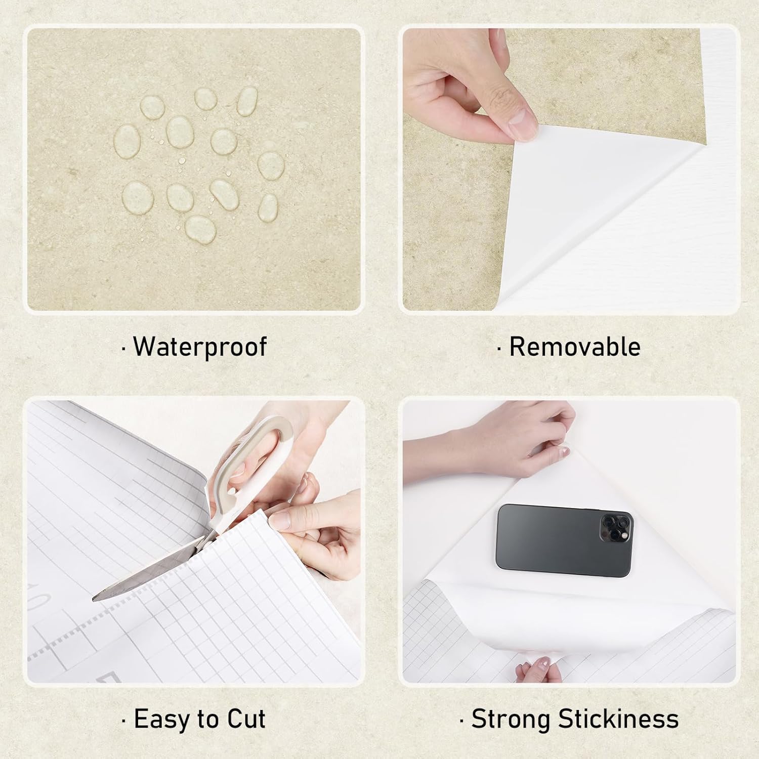 Wallercity Beige Granite Contact Paper Peel and Stick Countertops Self Adhesive Sandstone Marble Contact Paper for Cabinets Pantry Vinyl Waterproof Terrazzo Wallpaper for Kitchen Bathroom 15.8x236 in