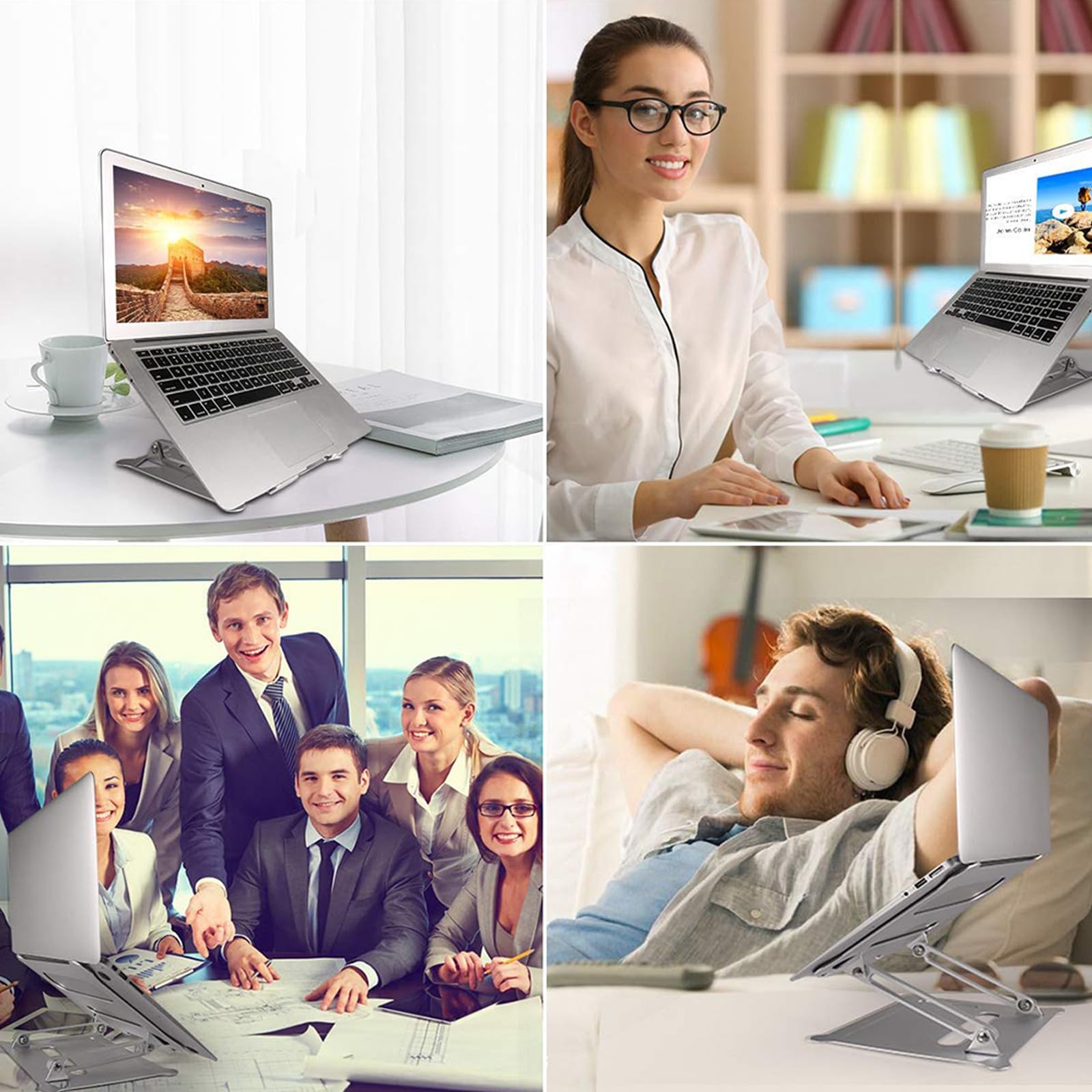 GLEAVI Soporte Ergonómico Computadora de Aleación Plegable para Portátil de Aluminio con Ajuste de Elevación, Diseño Único y Cómodo Uso