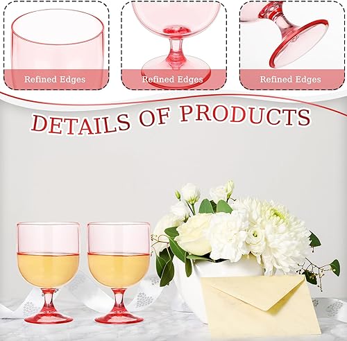 Miniatura 3 de Bokon Paquete de 16 copas de vino de plástico de 7.5 onzas, copas de vino con tallo, reutilizables, vasos irrompibles, copas de champán, vasos de