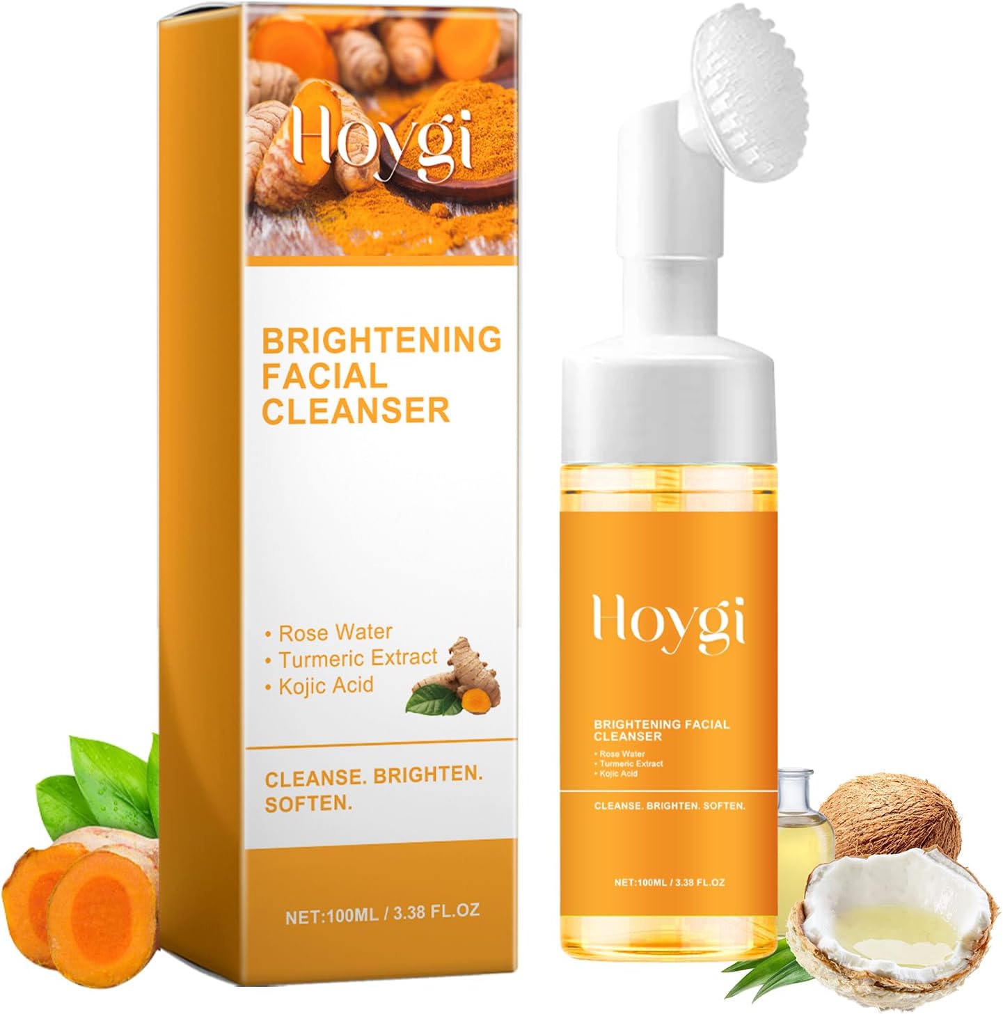 Turmeric Face Wash, Turmeric Facial Cleanser, Turmeric Foaming Cleanser for All Skin, 3.38 Fl Oz/pcs