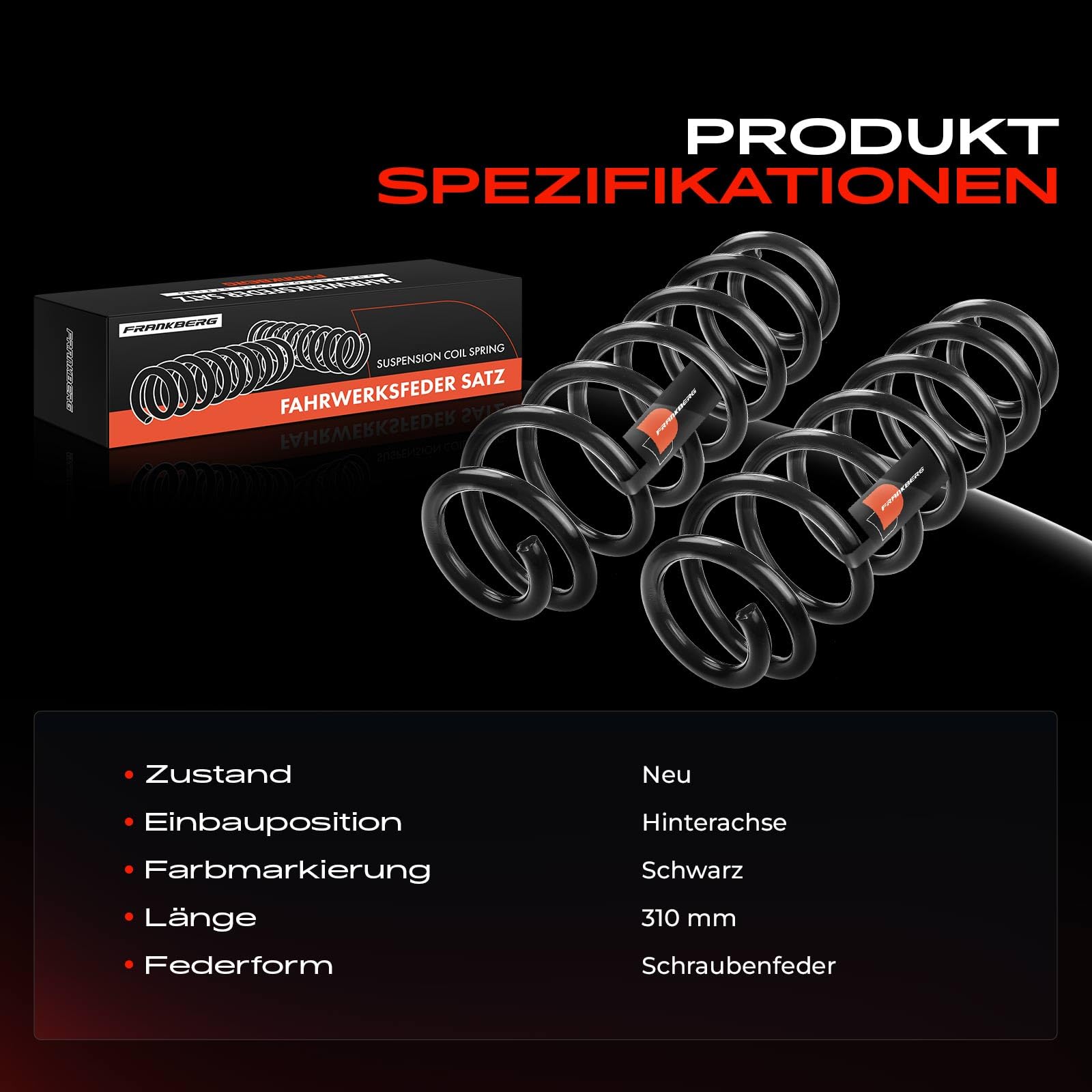 Frankberg 2 ressorts de suspension pour essieu arrière 5Q0511115FG | Compatible avec: ,