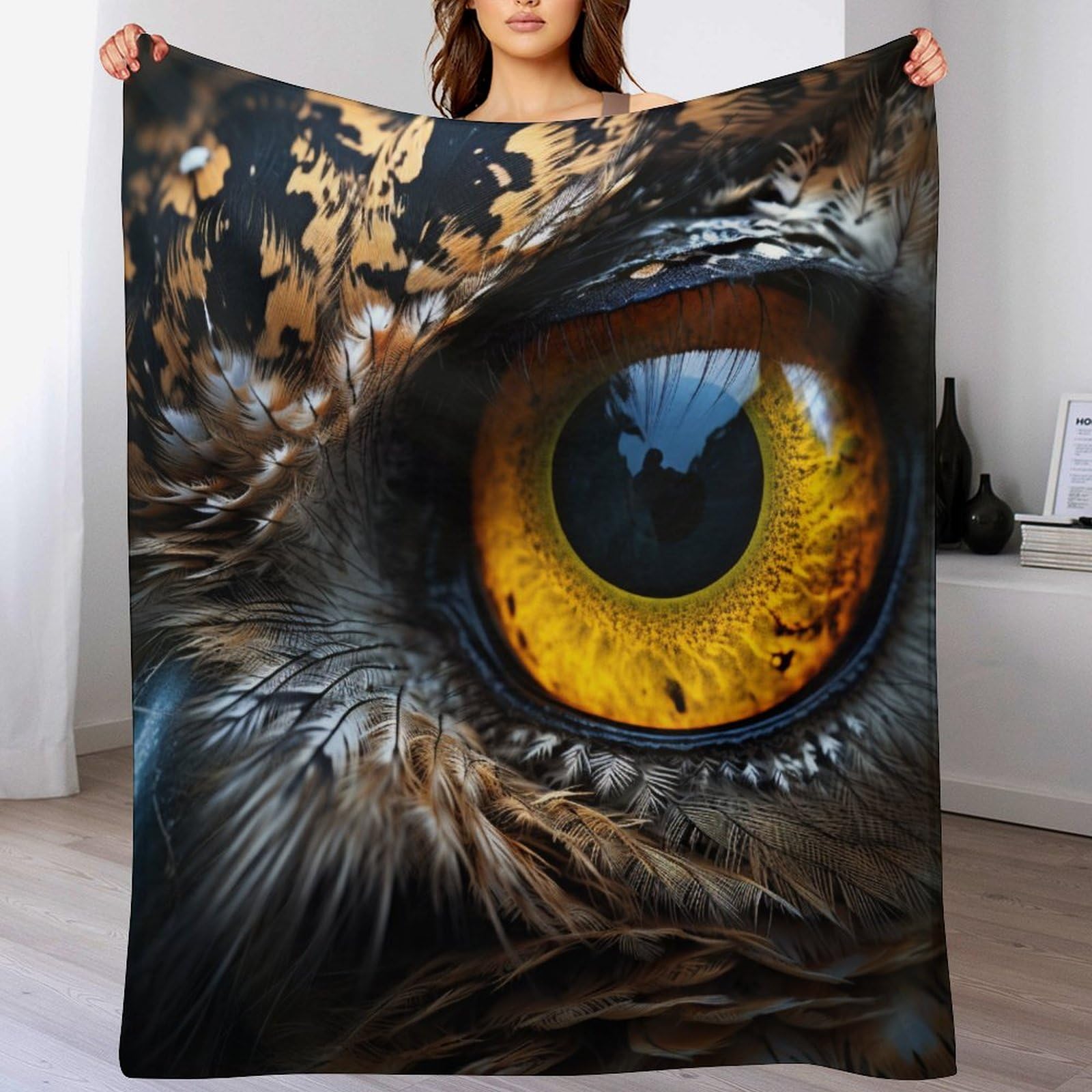 Couverture hibou chaude et lavable en machine pour soirées canapé