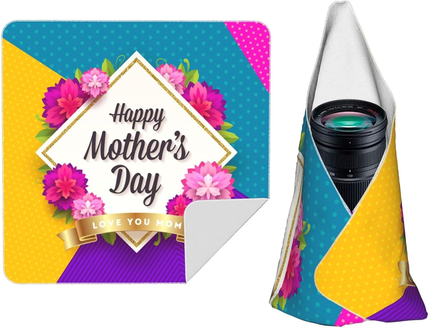 Happy Mother'S Day Magic Self-Adhesive Cloth Reusable Portable Makeup Bag Camera Lens Protection Scratch Resistant Travel Storage Bags