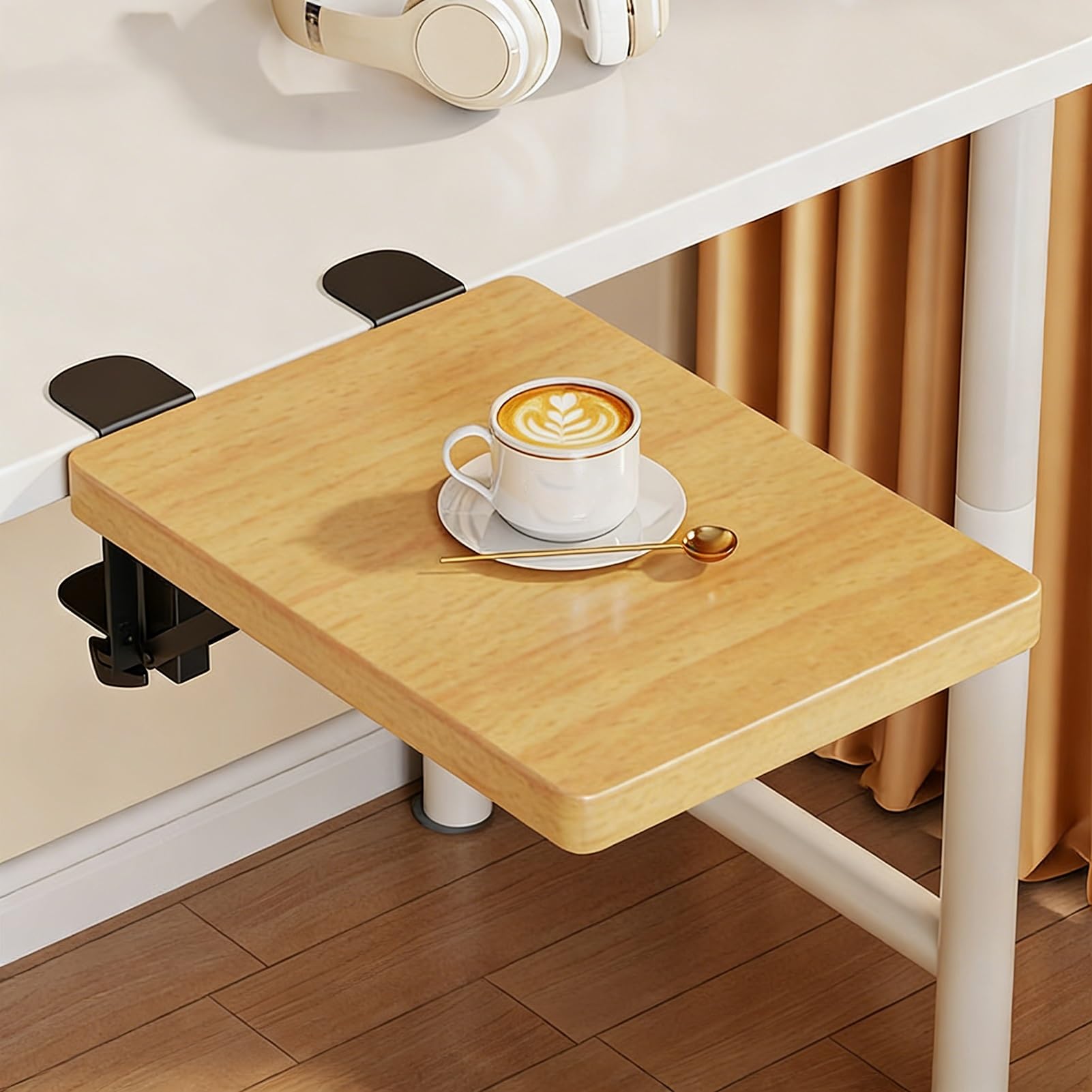 VXHCS Computer-Schreibtisch-Verlängerungsplatte, Mensola A Morsetto Senza Punzonatura, Supporto Ergonomico per Braccio del Computer Estensione Desktop(40x20cm)