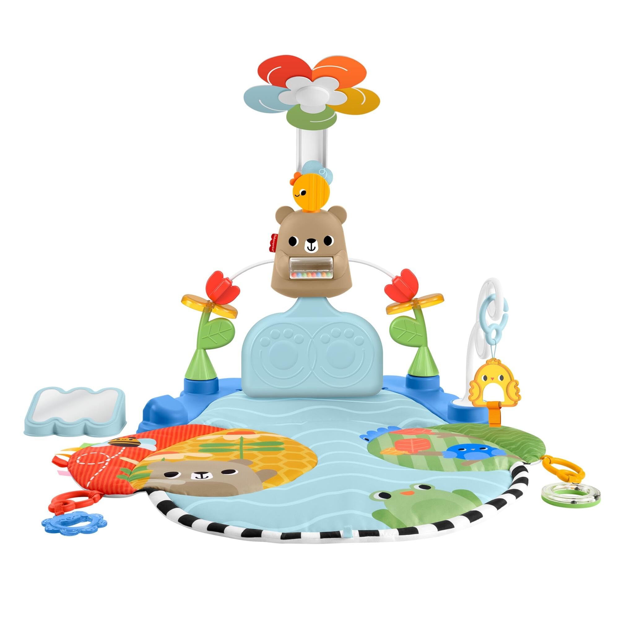 Fisher-Price Alfombrilla de Juego para bebés 3 en 1 pataditas y balanceo, Juguete de Actividades sensoriales para el Desarrollo de bebés recién Nacidos, a Partir de 0 Meses, HYR60