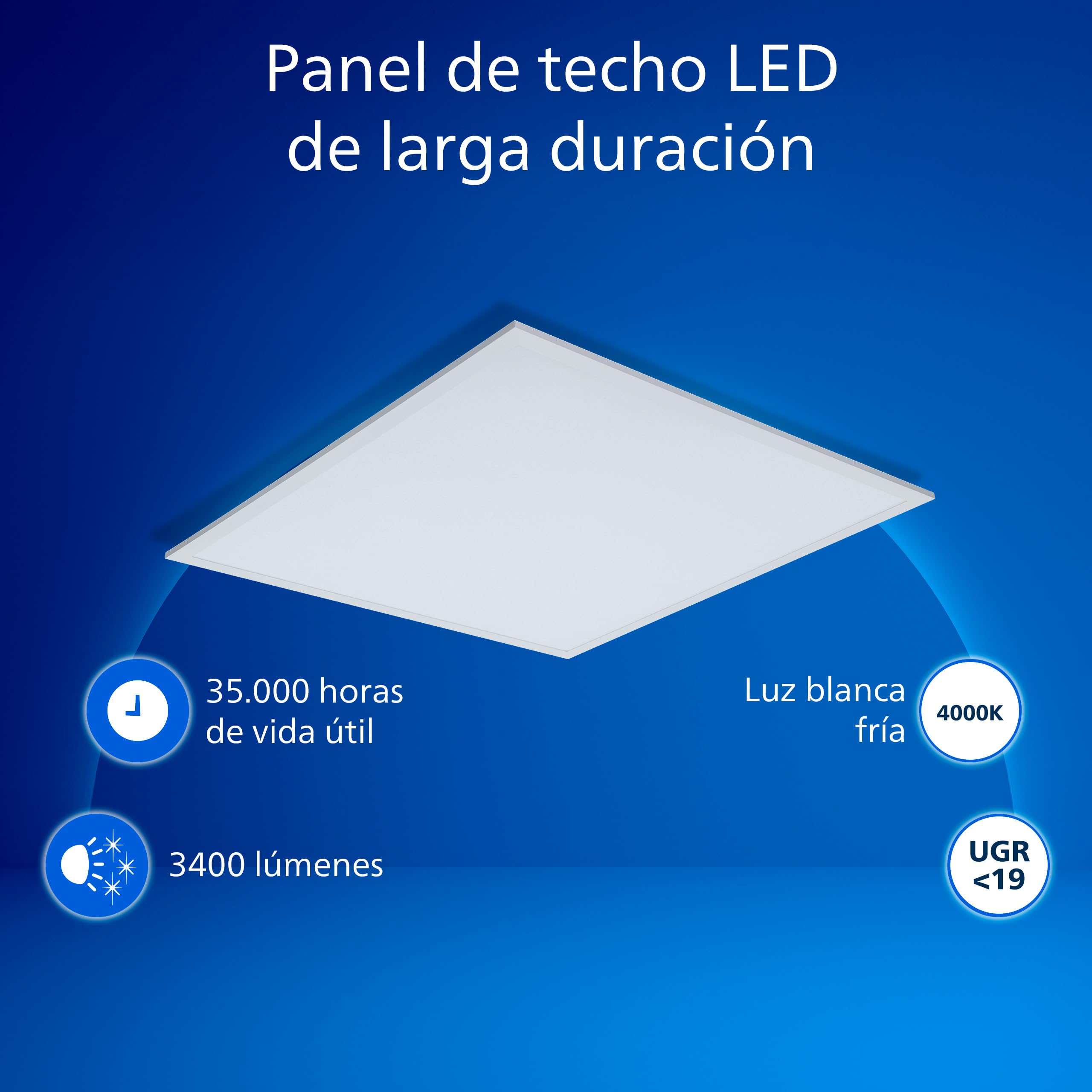 Philips - Panel LED empotrable ProjectLine 36W, Luz blanca natural 4000k, 3200 lm 60x60cm. Homologado para oficinas