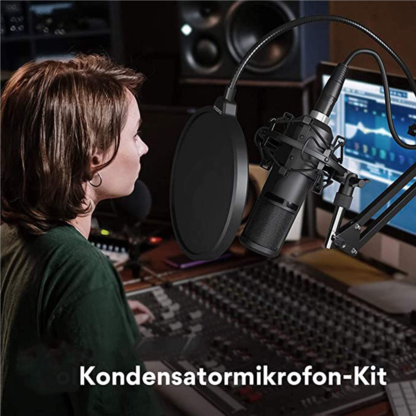 Zestaw mikrofonów pojemnościowych Profesjonalny mikrofon kardioidalny do nagrywania głosu w studiu wokalnym do przesyłania strumieniowego, lektora i projektów