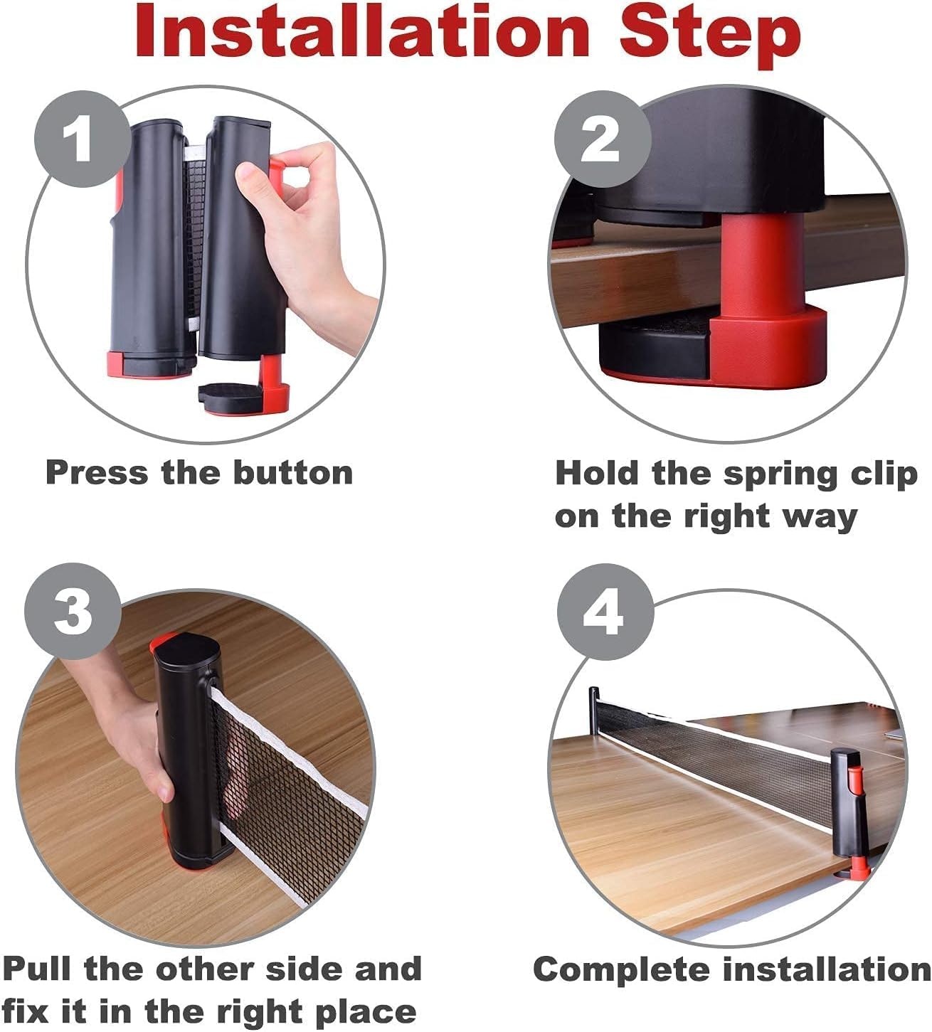 Sportout Retractable Ping Pong Net – 72-Inch Table Tennis Net with Secure Clamps | Portable Design for Universal Table Compatibility