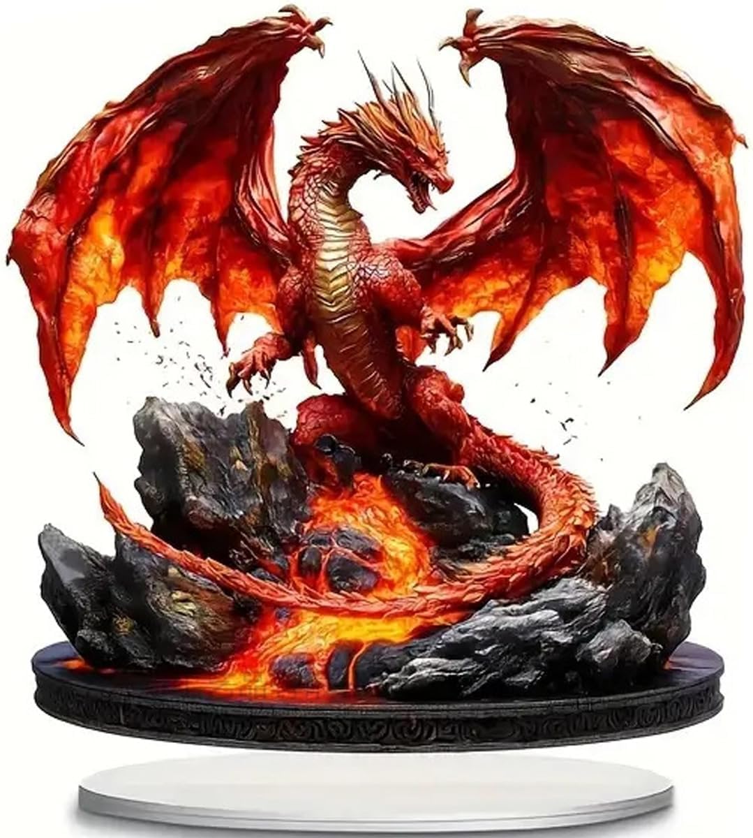 Doyomtoy Lava Dragon Acrylic Figurines, Animal Ornaments, 2D Decorations, Lava Dragon Desk Figurines for Enthusiasts or Sci-Fi Fans,Ideal for the Living Room or Office