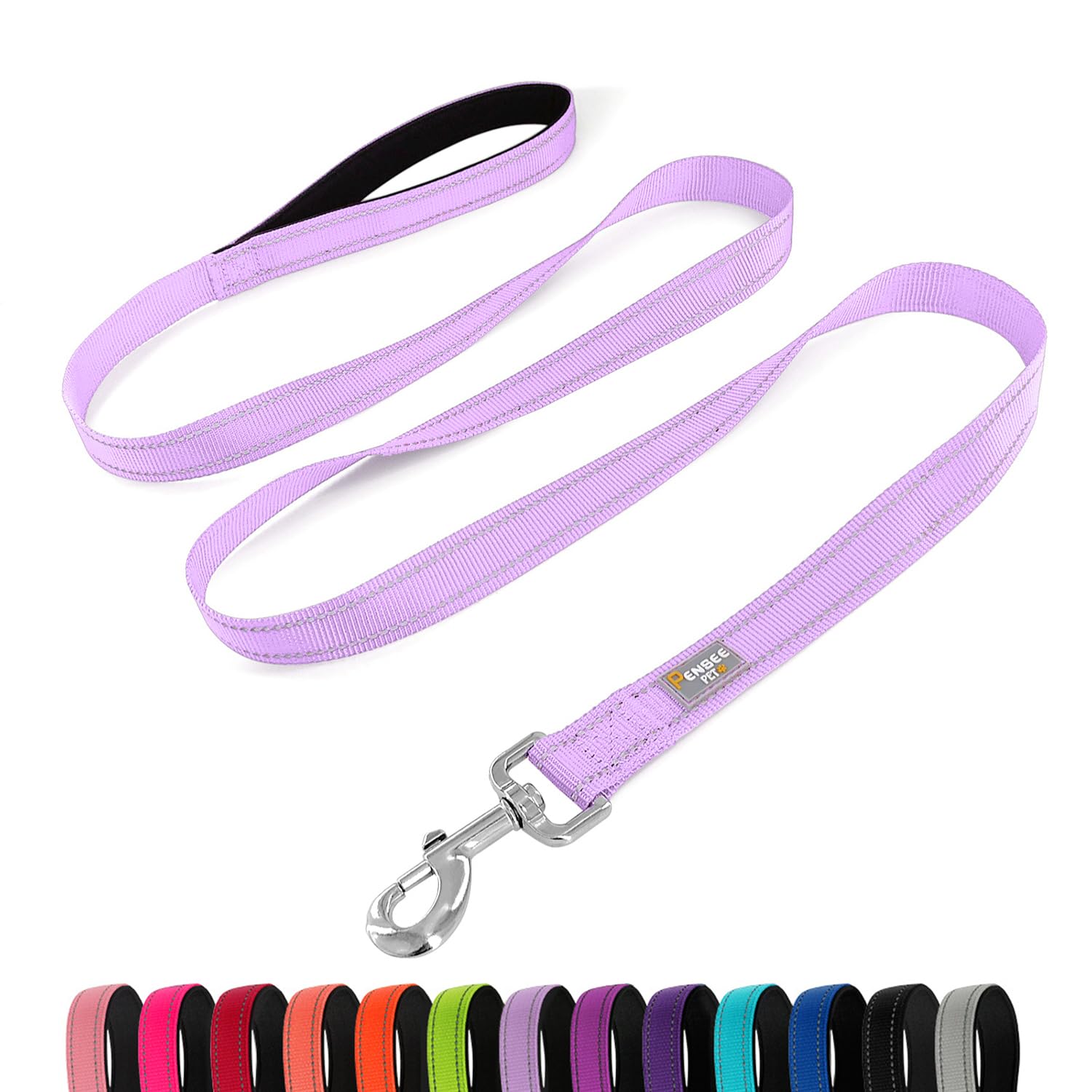 PenSeepet Reflective Dog Leash 6 FT Padded Handle Nylon Dogs Leashes for Medium Dogs Lavender