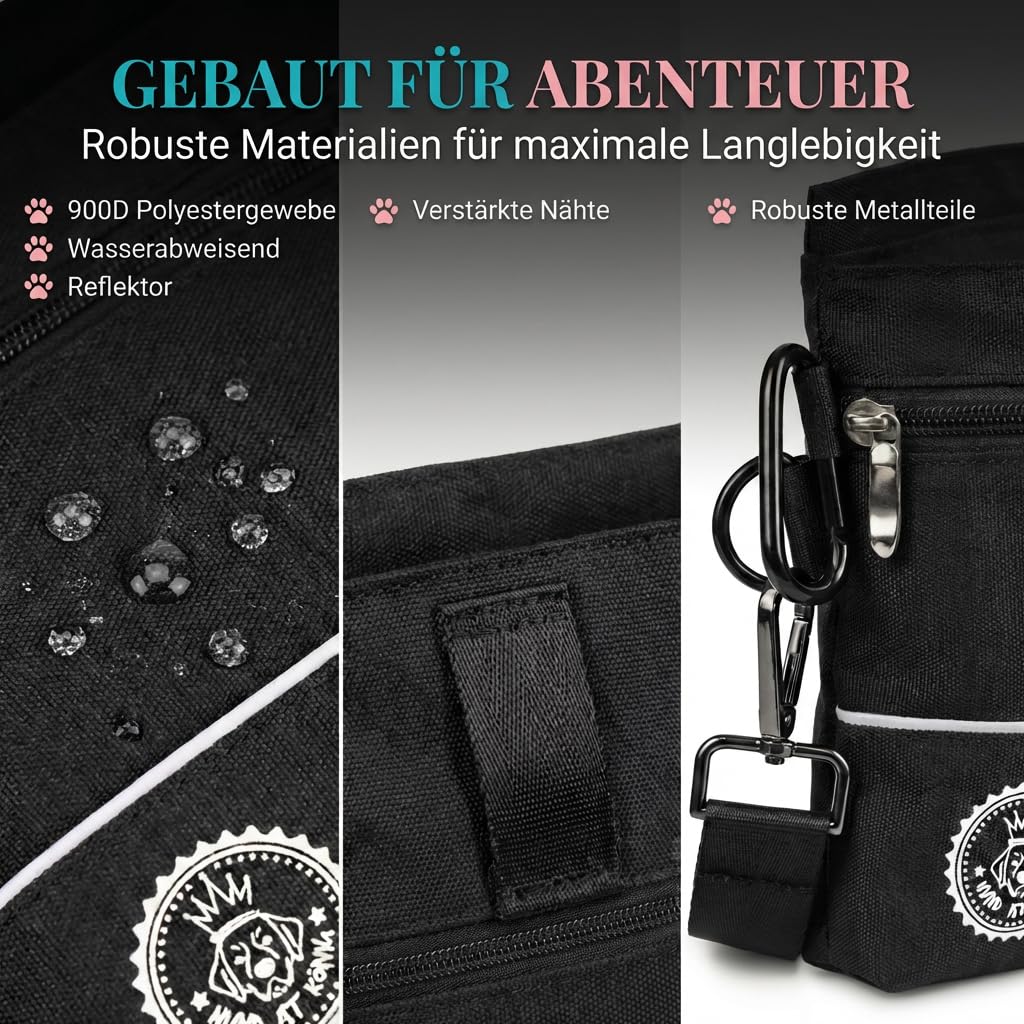 HUND IST KÖNIG Leckerlietasche für Hunde mit Einhand-Magnet-Verschluss, 2 Zip-Fächer, herausnehmbare Innentasche, Leckerlibeutel für Hunde fürs Gassi & Hundetraining, inkl. Trainings-eBook