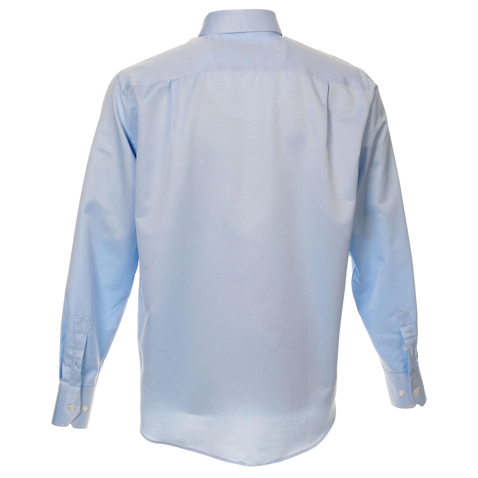 Holyart Camicie Clergyman: Camicia clergyman seta celeste nido d'ape M. Lunga Cococler