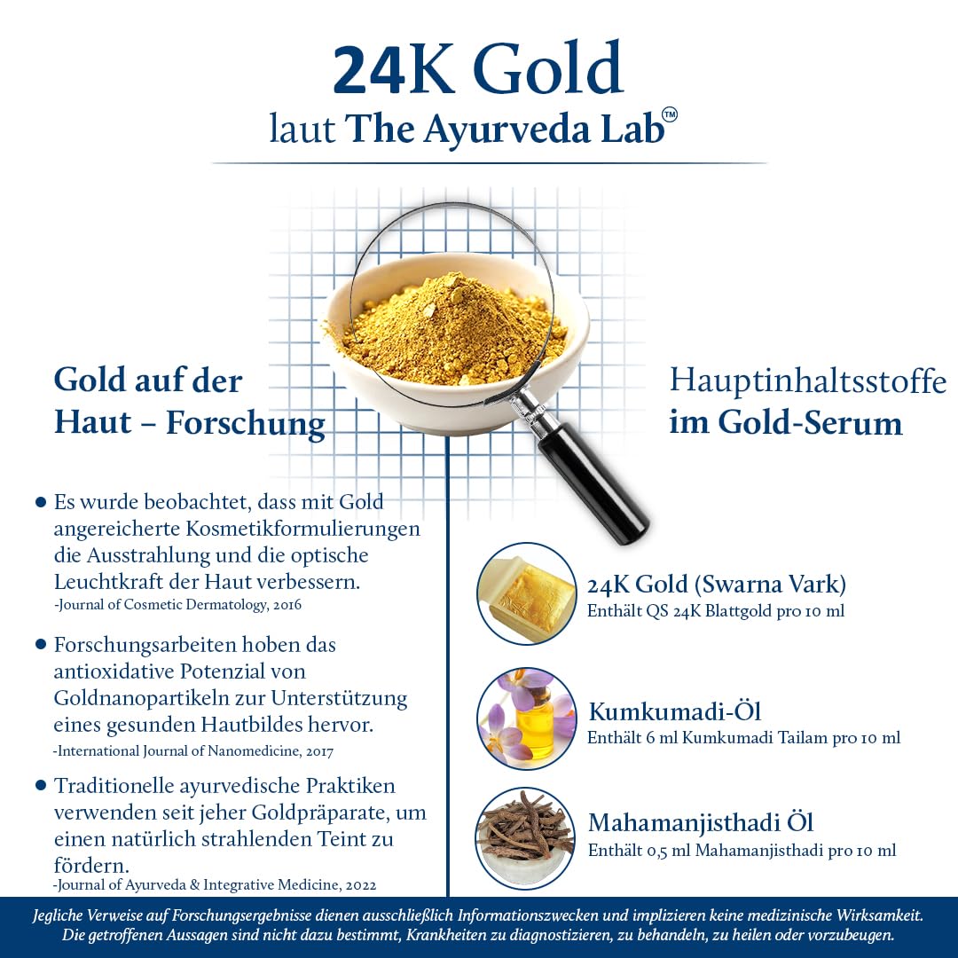 Blue Nectar 24K Gold Gesichtsserum mit Kumkumadi Öl – Gesichtspflege für strahlend aussehende Haut (24 Kräuter, 30 ml)