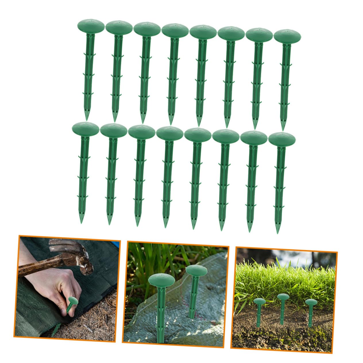 Estacas de Plástico para Jardinería y Fijación de Césped Exterior para Jardín, Uso en Plantas y Paisajismo, 16 Cm, Diseño Punta Afilada, Fácil Instalación, Anclaje Seguro y Césped