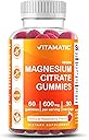 Vitamatic Magnesium Gummies 600mg per Serving – 60 Vegan Count for Relaxation, Muscle, Bone, and Energy Support