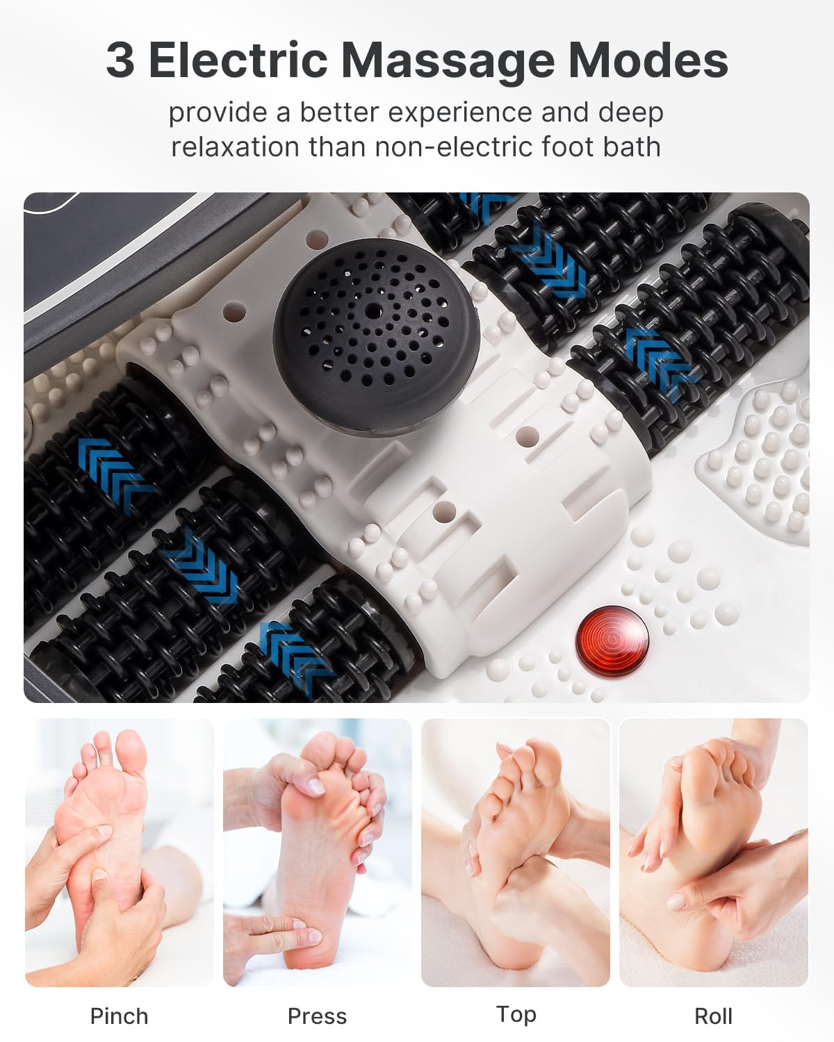 RENPHO Fussbad mit Massagefunktion, Fußmassagegerät mit Wasser, Schwarz | Beheiztes Fußbad mit einstellbarer Temperatur, 3 Modi für müde Füße, Geschenk für Frauen, Rollen für einfache Mobilität