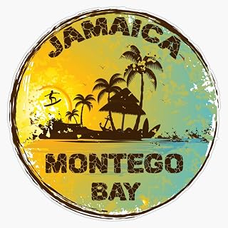 Retro Montego Bay Jamaica Art Design Bumper Sticker Window Vinyl Decal 5"