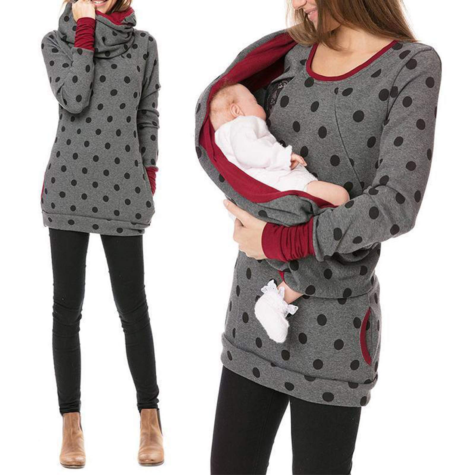2024 neue Y9K Weihnachten Schwangere Frauen Mutterschaft Stillen Pullover Hoodie Sweatershirt Top Mutterschaft Bluse Fleece Gefüttert Pullover