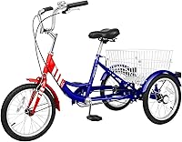 Vista 52 de H&ZT Triciclo para adultos, bicicleta de 3 ruedas, triciclo crucero, con engranaje de 7 velocidades, mango de freno de estacionamiento, escalón