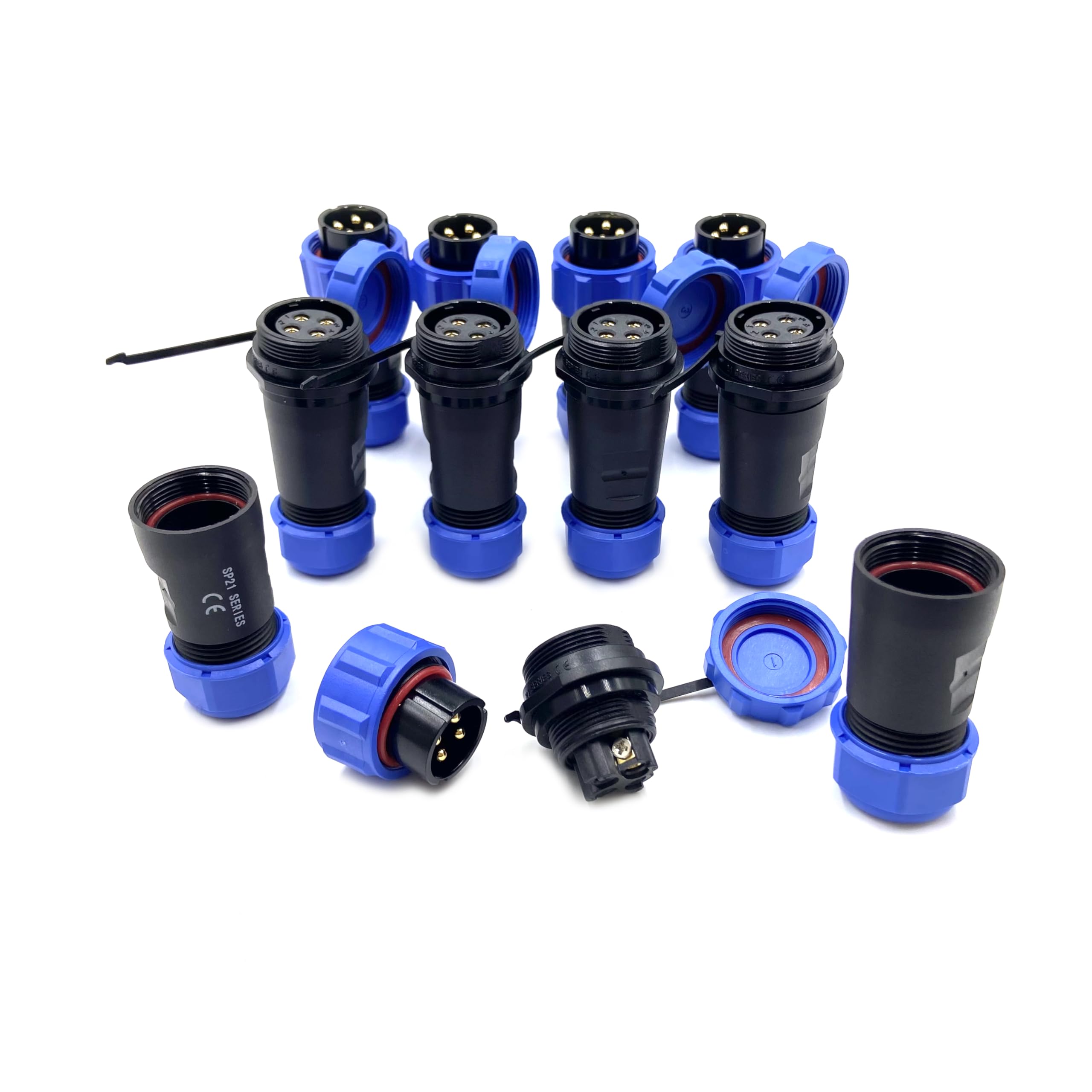 5 connecteurs pour aéronautique SP21 4 pôles, IP68 4 broches, prise aviation sans soudure, prise étanche pour lampes extérieures, 500 V 30 A (12 AWG câble à vis sertissage)